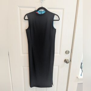 Vintage Burns Asian Inspired Black Midi Dress